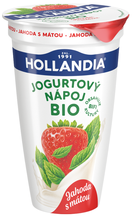 Hollandia Jogurtový nápoj BIO jahoda s mátou