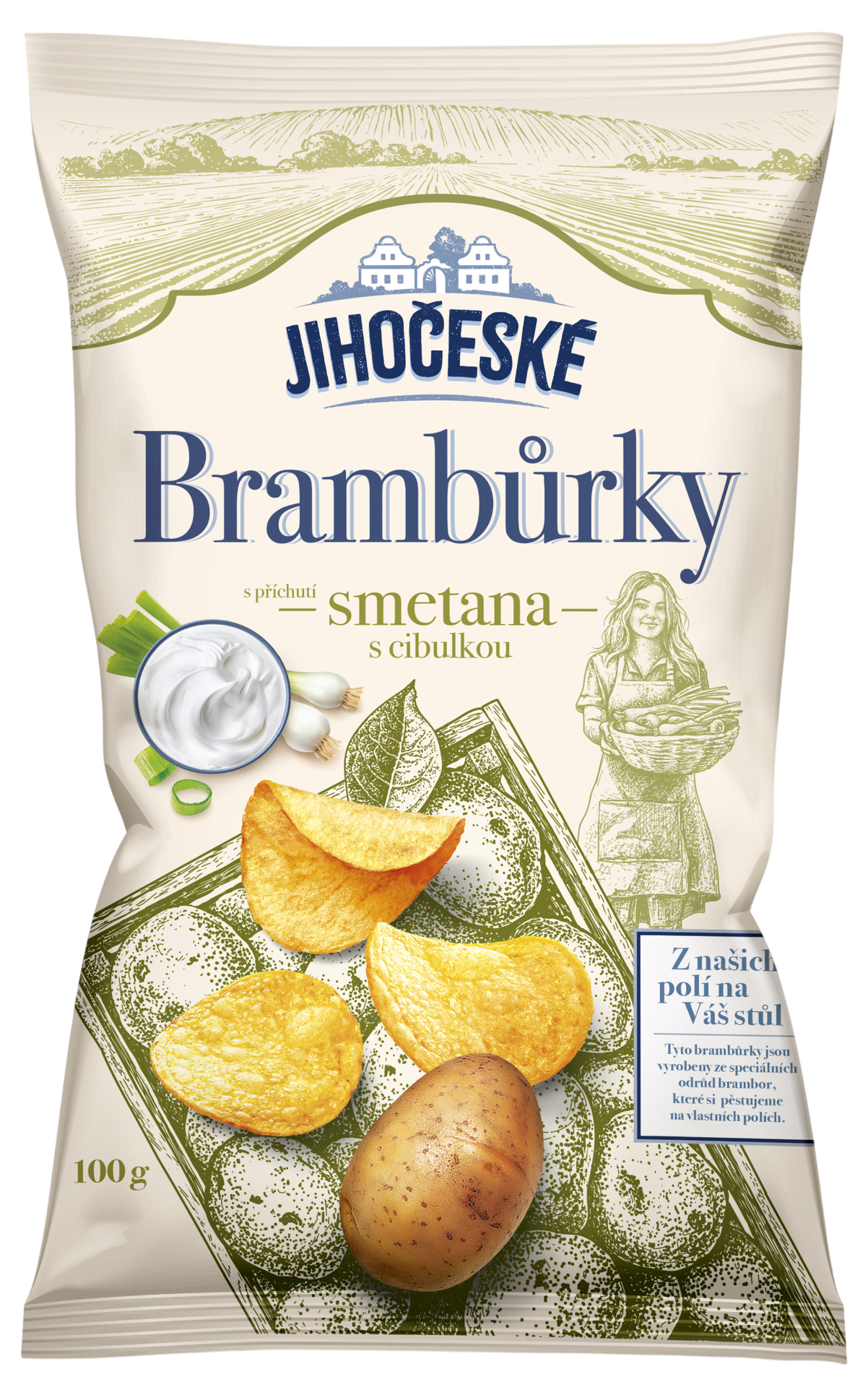 Jihočeské Brambůrky s příchutí smetana s cibulkou