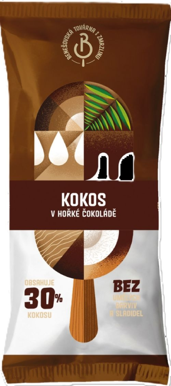 Benešovská továrna na zmrzlinu Kokos v hořké čokoládě
