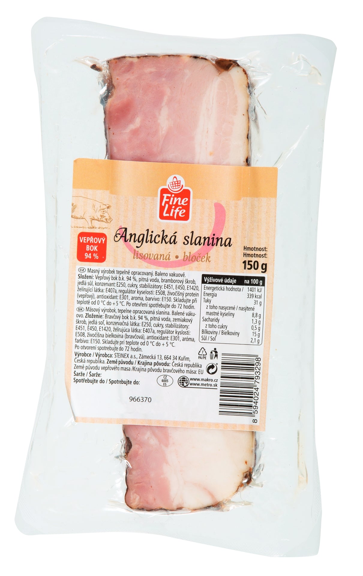 Fine Life Anglická slanina, bloček