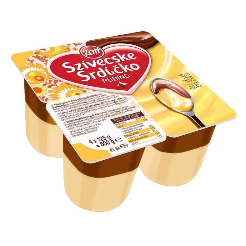 Zott Srdíčko puding vanilka s kakaovou polevou 4x125g