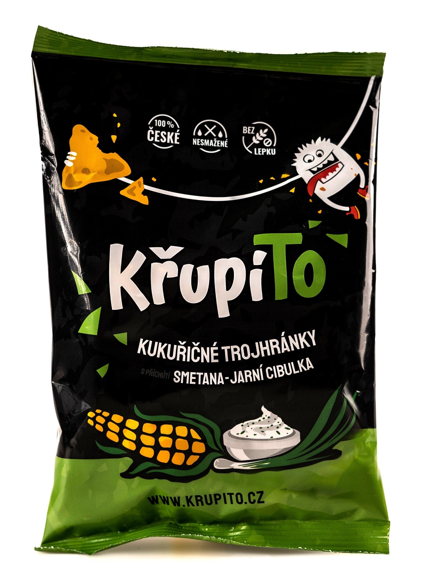 KřupíTo Kukuřičné trojhránky Zakysaná smetana - jarní cibulka