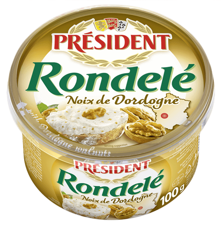 Président Rondelé Čerstvý sýr s vlašskými ořechy z kraje Dordogne
