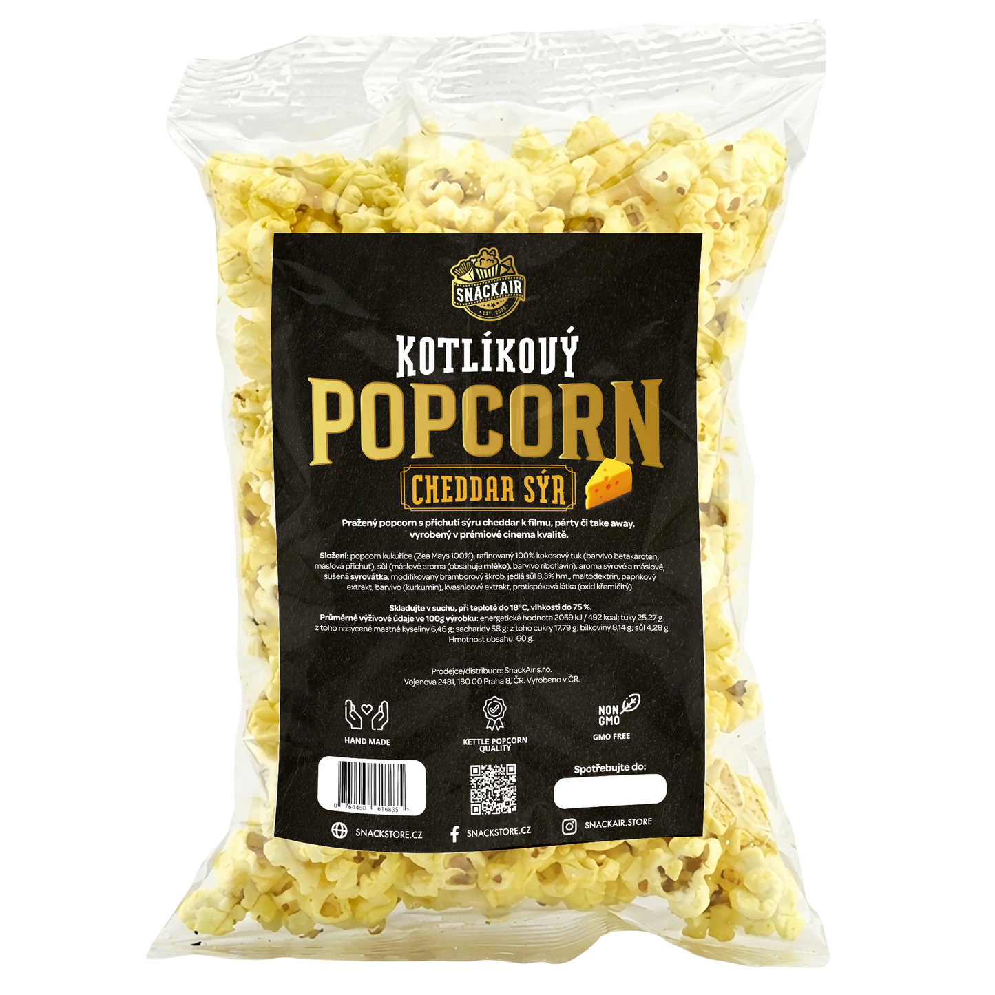 SnackAir Kotlíkový popcorn cheddar sýr
