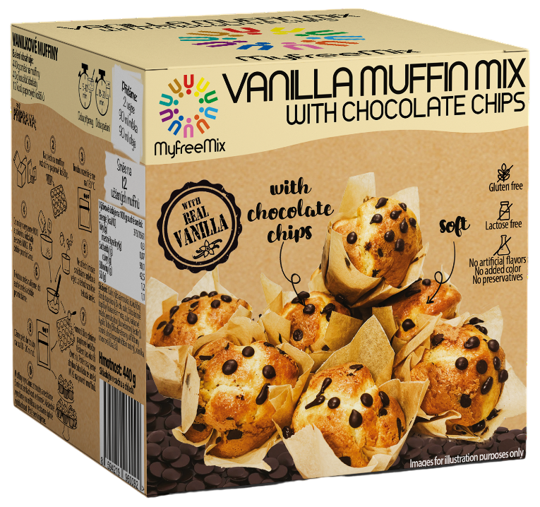 MyfreeMix Muffiny vanilkové s čokoládovými kousky