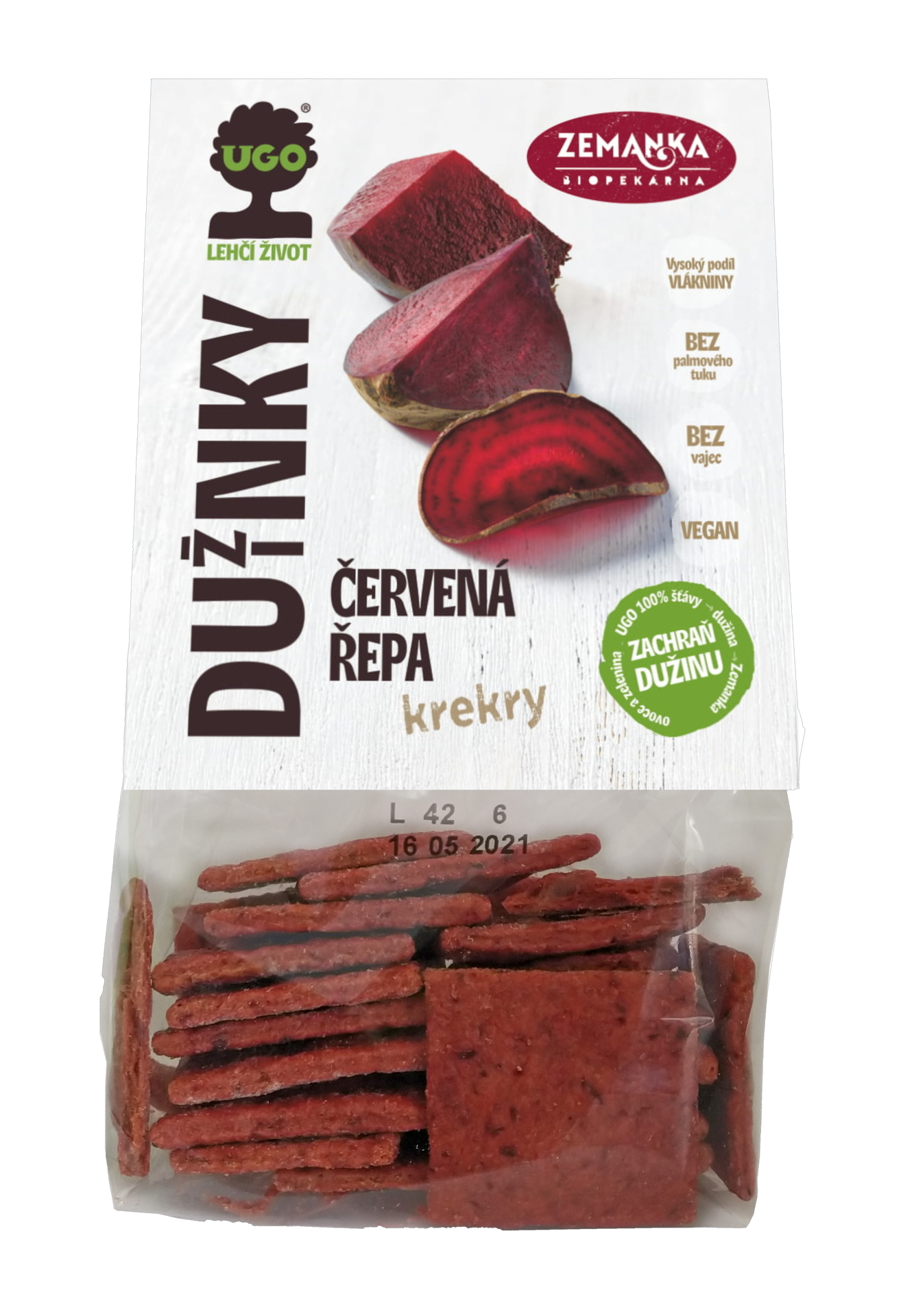 Biopekárna Zemanka UGO - Slané krekry s dužinou z červené řepy