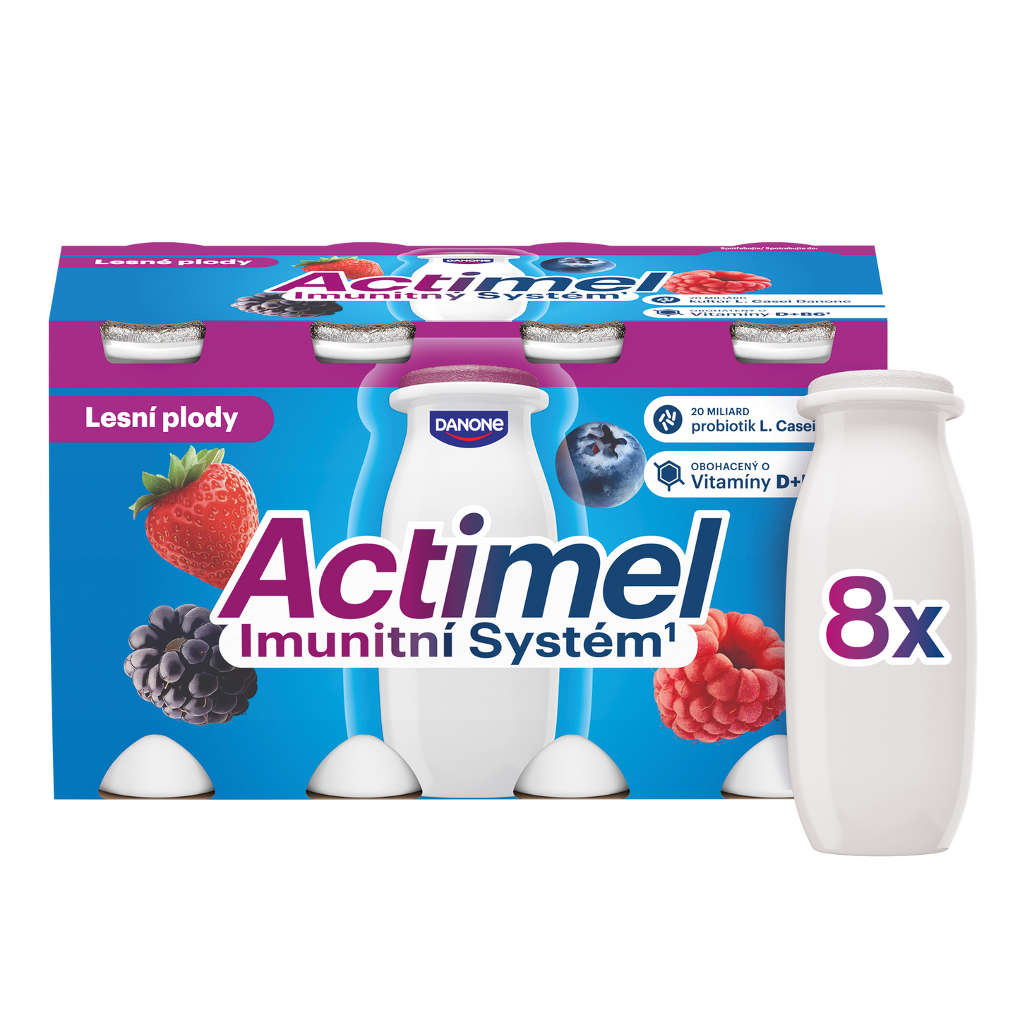 Actimel Probiotický jogurtový nápoj s vitamíny lesní plody 8x100g