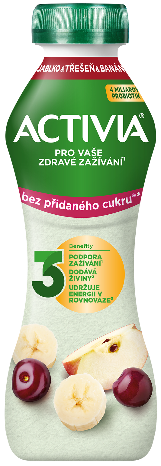 Activia Probiotický jogurtový nápoj jablko, třešeň a banán