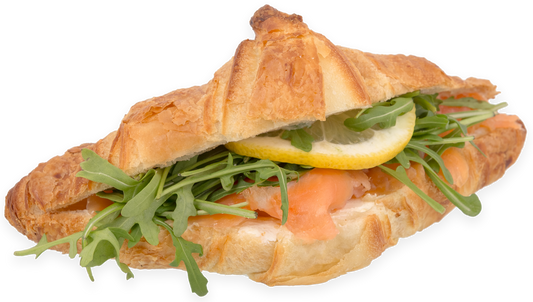 Čerstvě nakrájeno Croissant s lososem