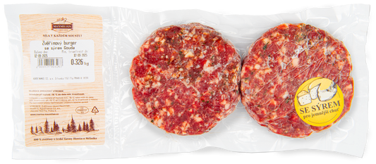 Maxmilián Zvěřinový burger se sýrem Gouda, 2x150g, mražený