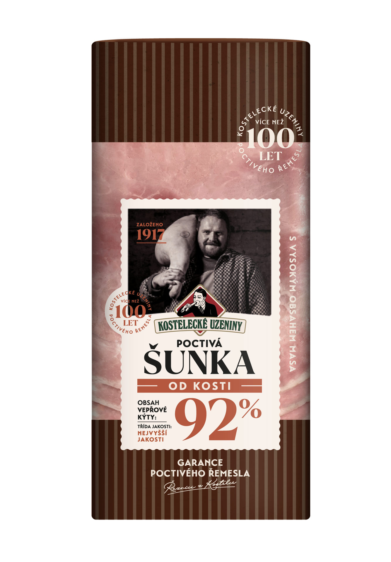 Kostelecké Uzeniny Poctivá Šunka od kosti (92% masa)