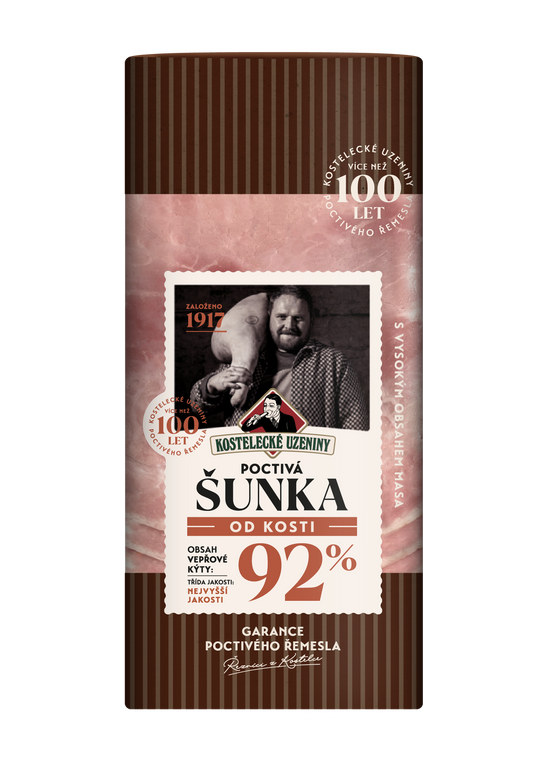 Kostelecké Uzeniny Poctivá Šunka od kosti (92% masa)