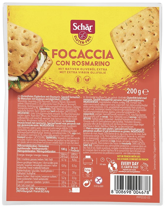 Schär Focaccia con rosmarino - bezlepkové pečivo