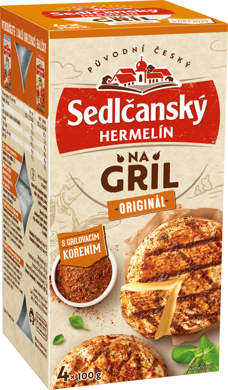 Sedlčanský Hermelín na gril originál s grilovacím kořením (4x100g)