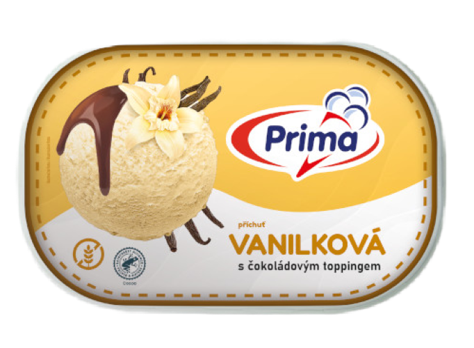 Prima Vanilková zmrzlina s čokoládovým toppingem