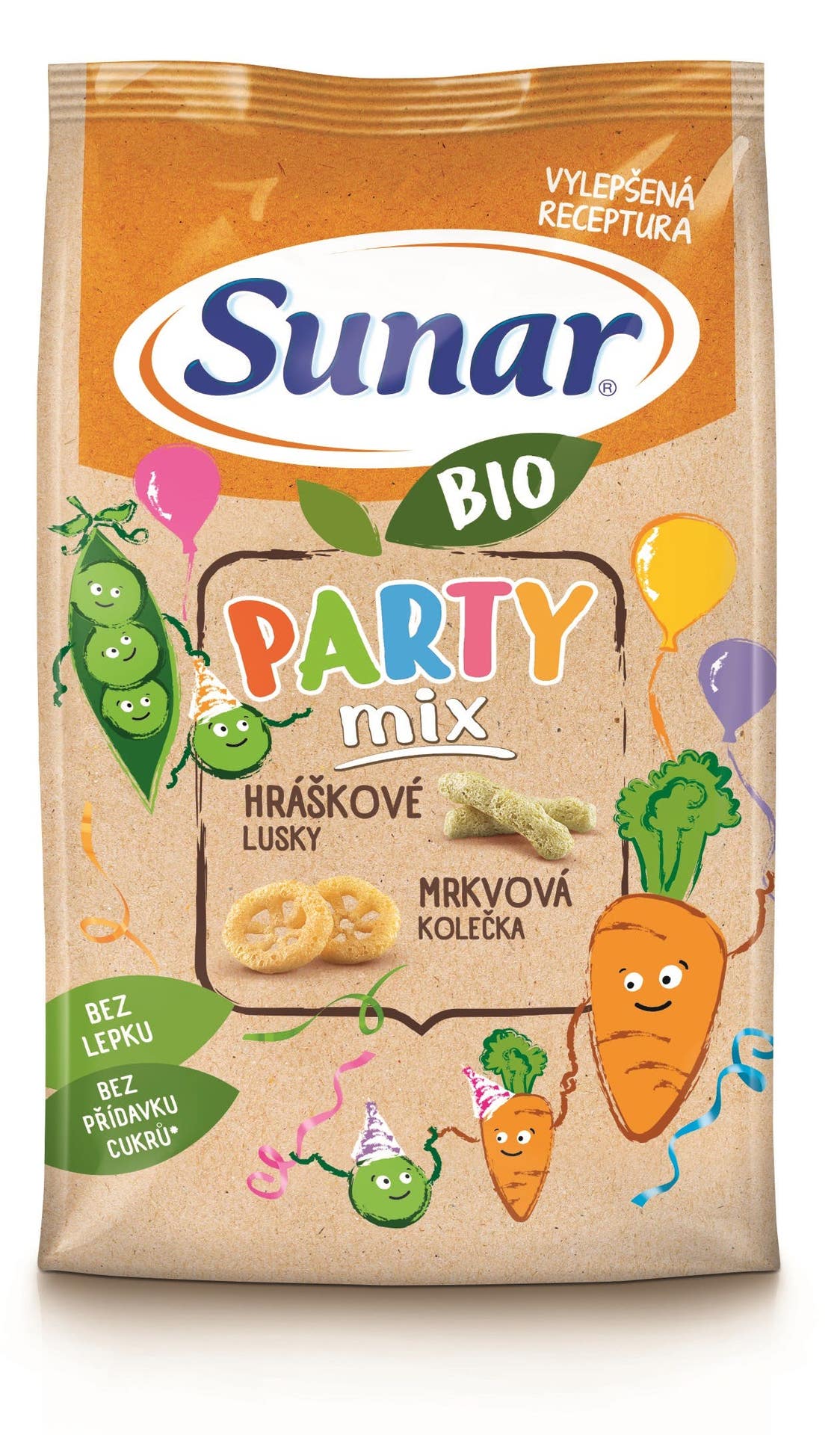Sunar BIO Dětské křupky mrkvové a hráškové Party mix