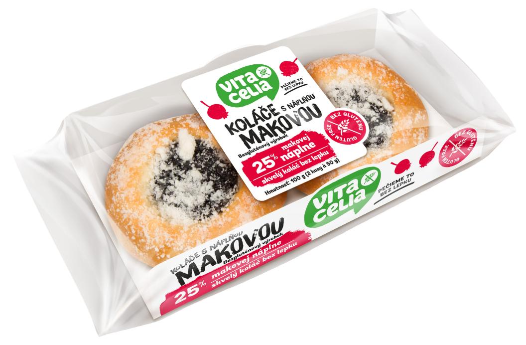 Vitacelia Koláče bezlepkové s náplní makovou 2x50g