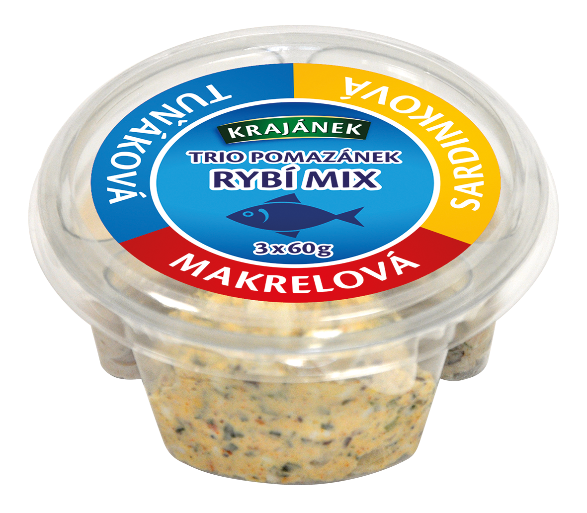 Krajánek TRIO pomazánek rybí mix (tuňáková, makrelová, sardinková), 3x60g