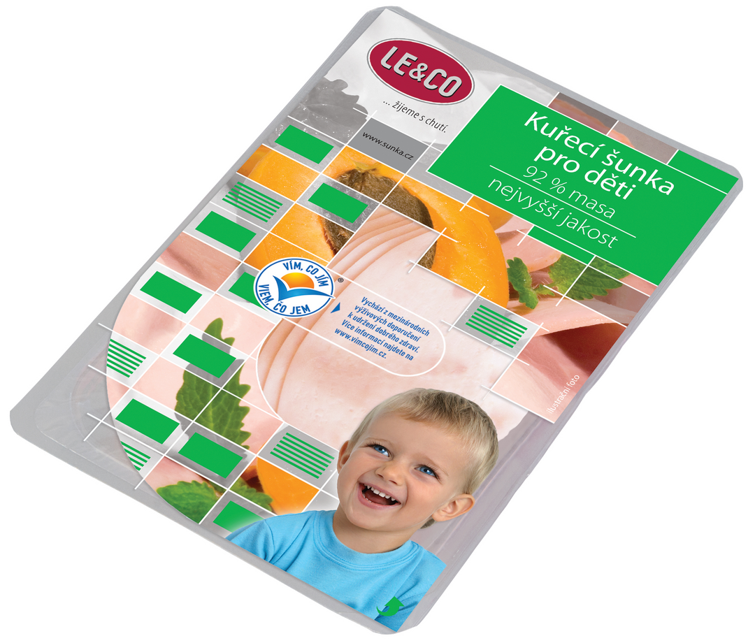 Le & Co Kuřecí šunka pro děti nejvyšší jakost plátky (92% masa)