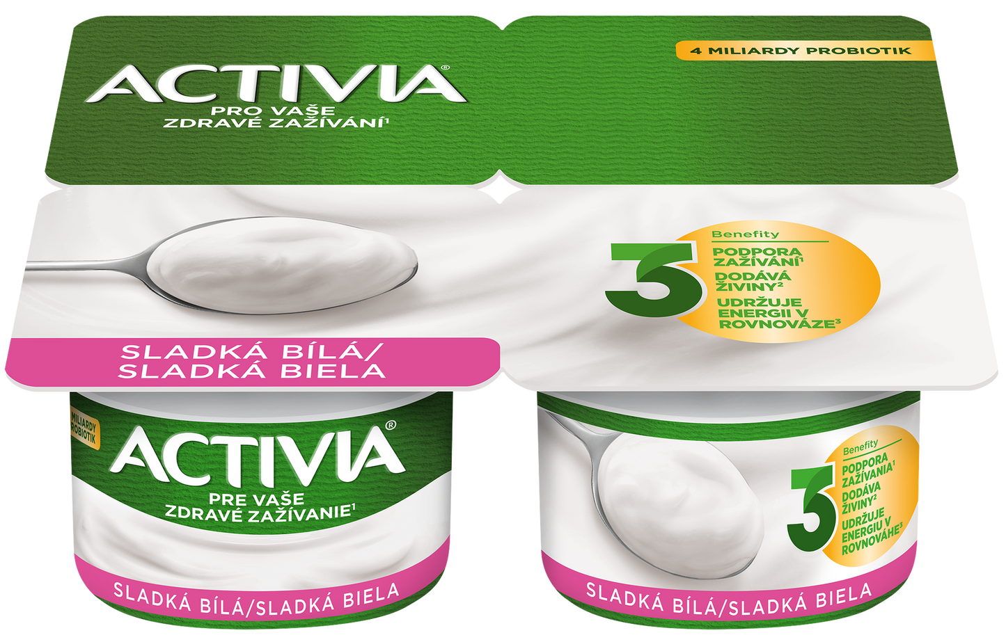 Activia Probiotický jogurt bílý slazený 4x120g