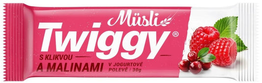 Twiggy tyčinka s klikvou s malinami v jogurtové polevě