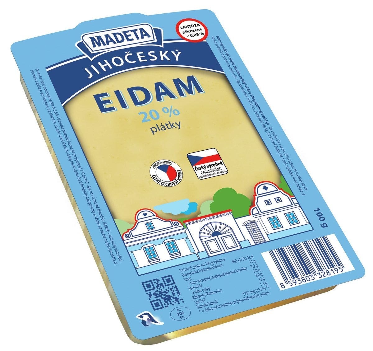 Madeta Jihočeský Eidam sýr 20%, plátky