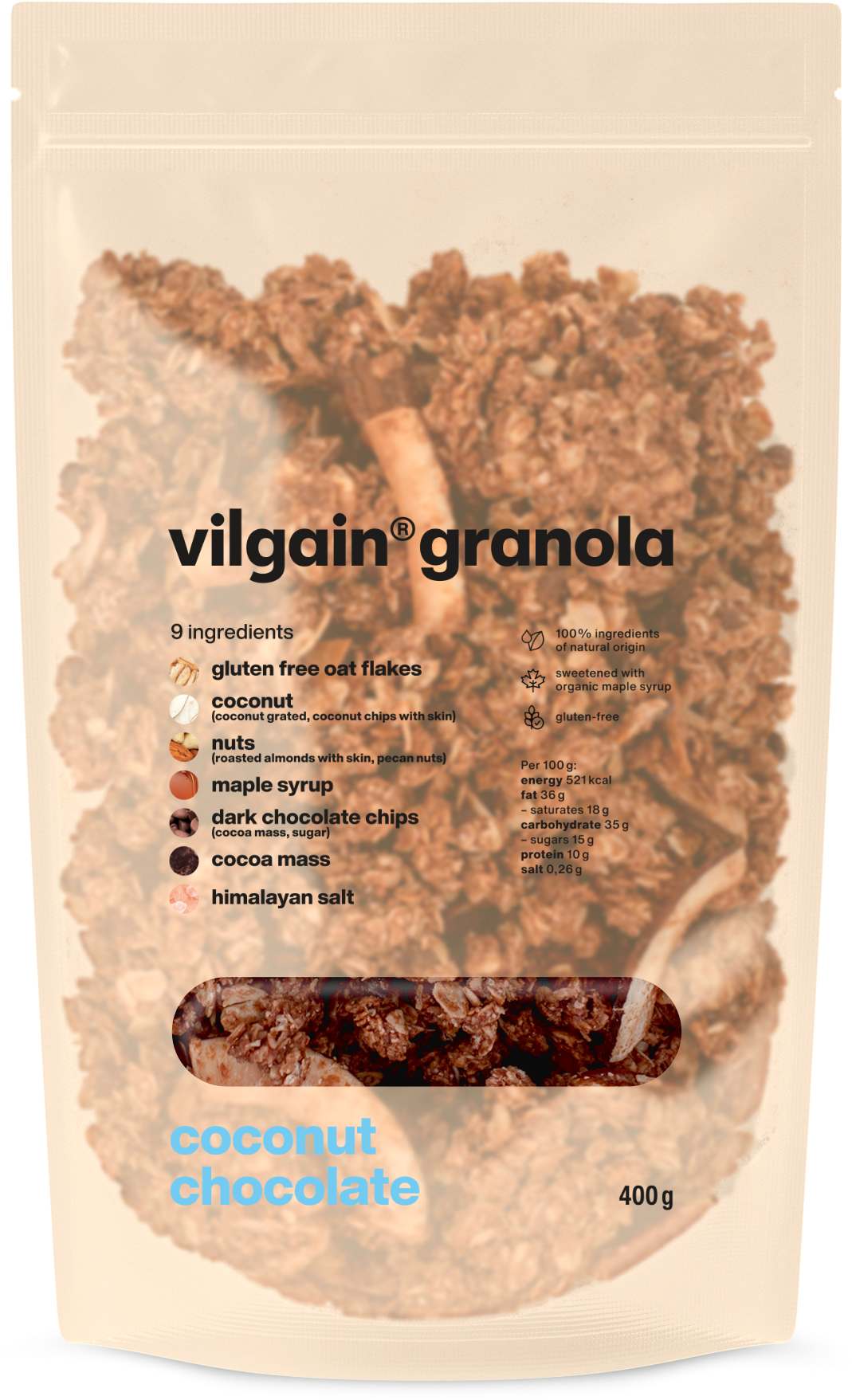 Vilgain Granola kokos s čokoládou